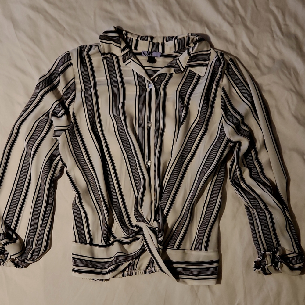 Valetta Blouse,  XL, strips black and white.